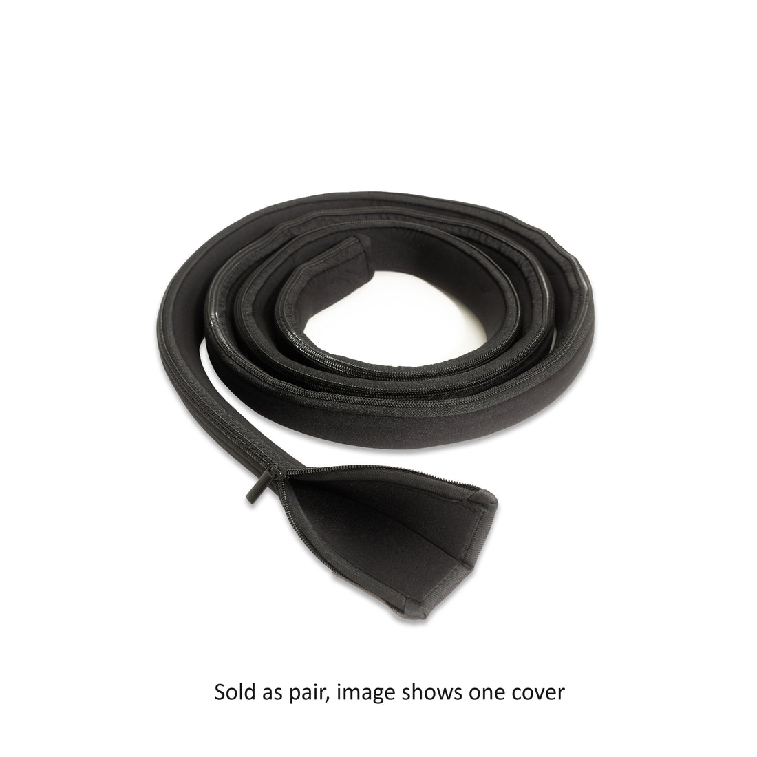 Dynamic Cold Therapy neoprene hose cover in black color with white background. 