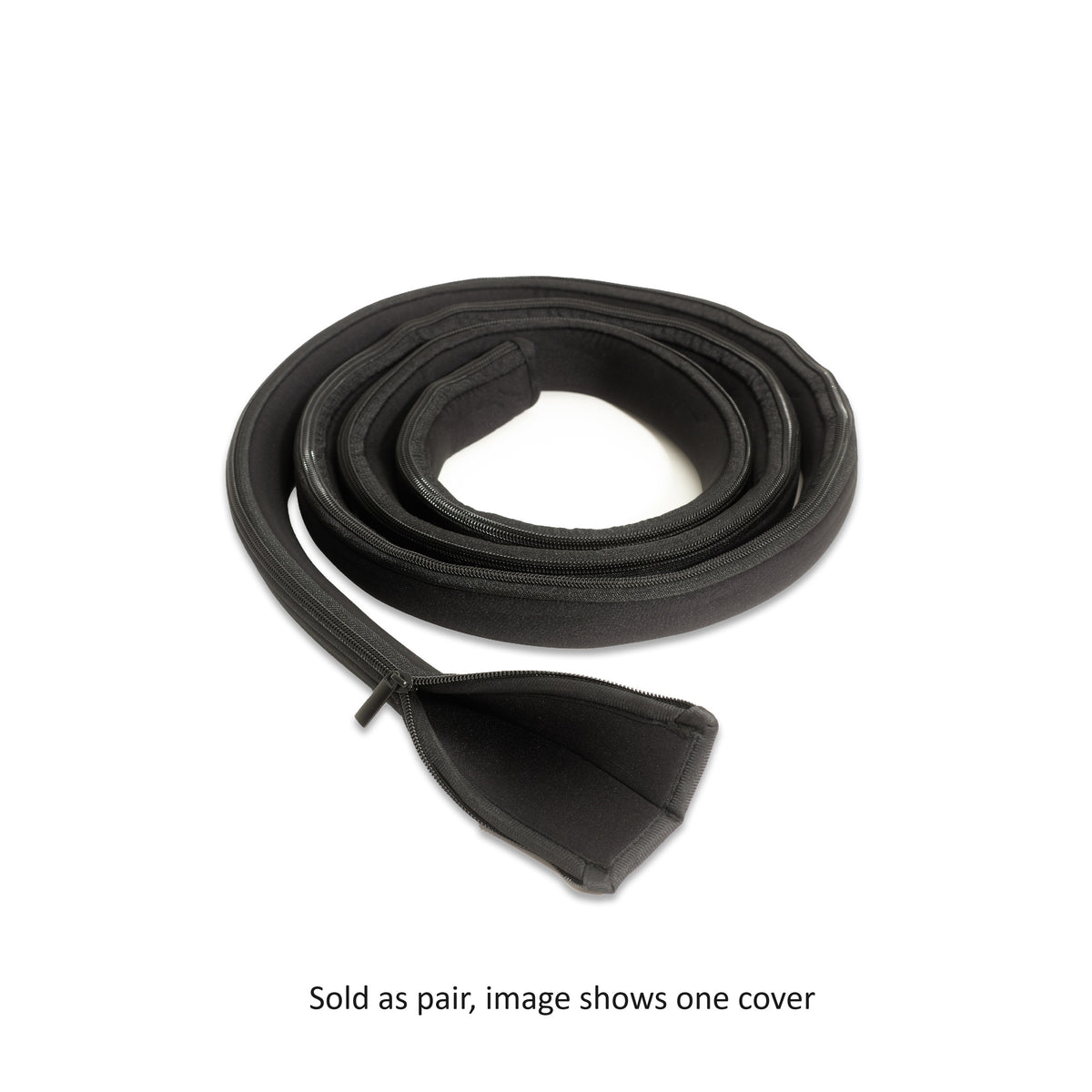 Dynamic Cold Therapy neoprene hose cover in black color with white background. 
