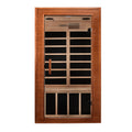 Dynamic Avila Elite Ultra Low EMF Sauna with Hemlock wood and tempered glass door.