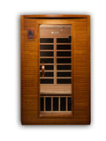 Dynamic Versailles Elite Ultra Low EMF Sauna with Hemlock wood and tempered glass door.