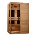 Dynamic Lucca 2-Person Infrared Sauna made of Hemlock wood with tempered glass.
