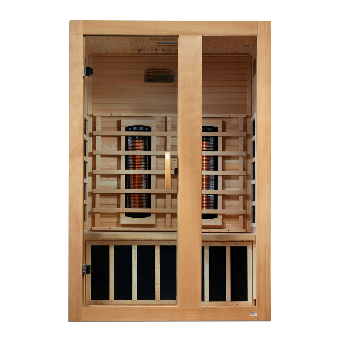 Dynamic Serena 2-Person Full Spectrum Sauna with Hemlock wood and tempered glass. 