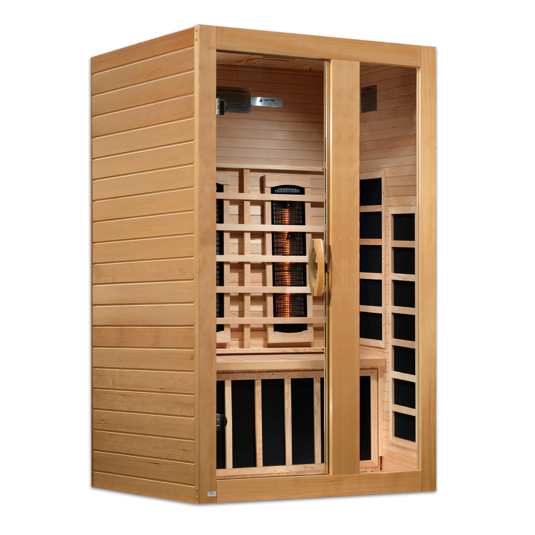 Dynamic Serena 2-Person Full Spectrum Sauna with Hemlock wood and tempered glass. 