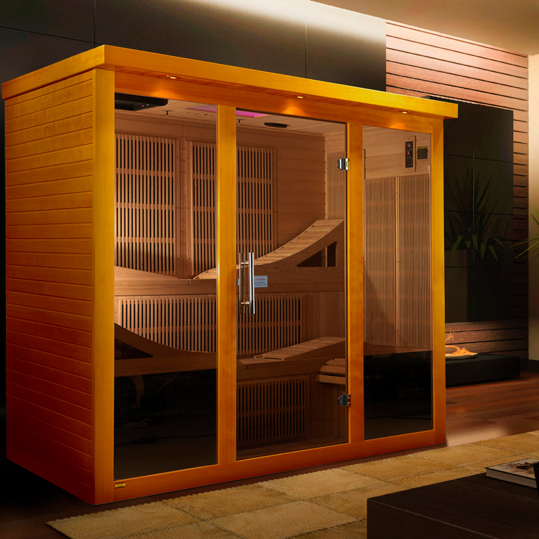 Dynamic Monaco Elite 6-person Hemlock infrared sauna. 