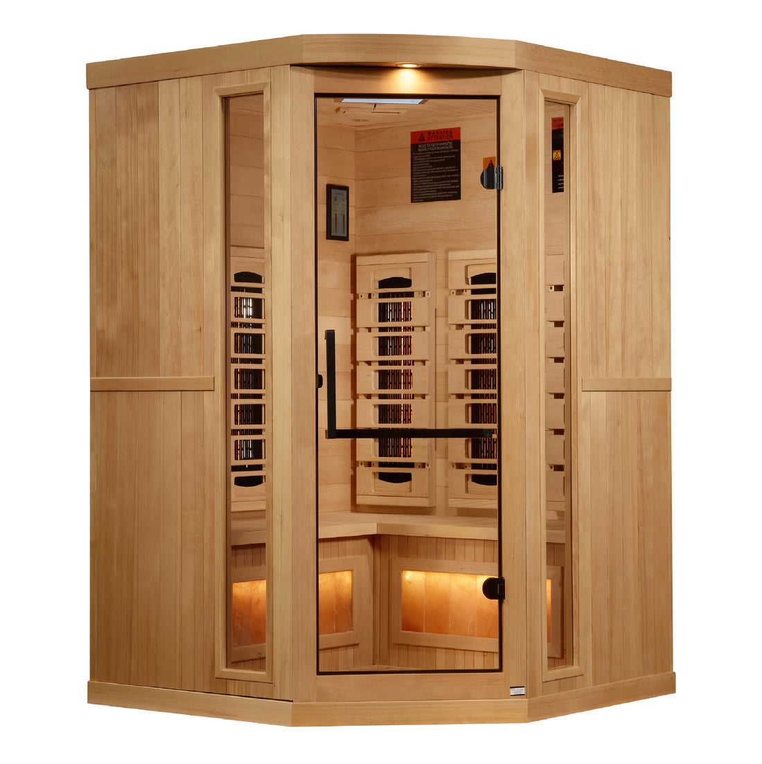 Golden Designs Reserve Edition 3-Person Corner Hemlock wood Infrared Sauna.