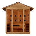 Golden Designs Gargellen 5 Person Hybrid sauna with canadian wood and tempered glass door. 