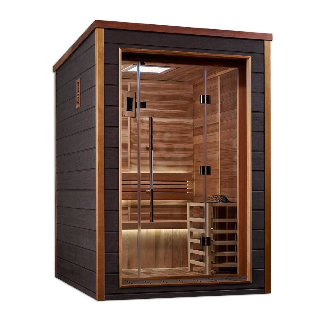 Golden Designs Narvik 2 Person Traditional Sauna - Canadian Red Cedar Interior with tempered glass door