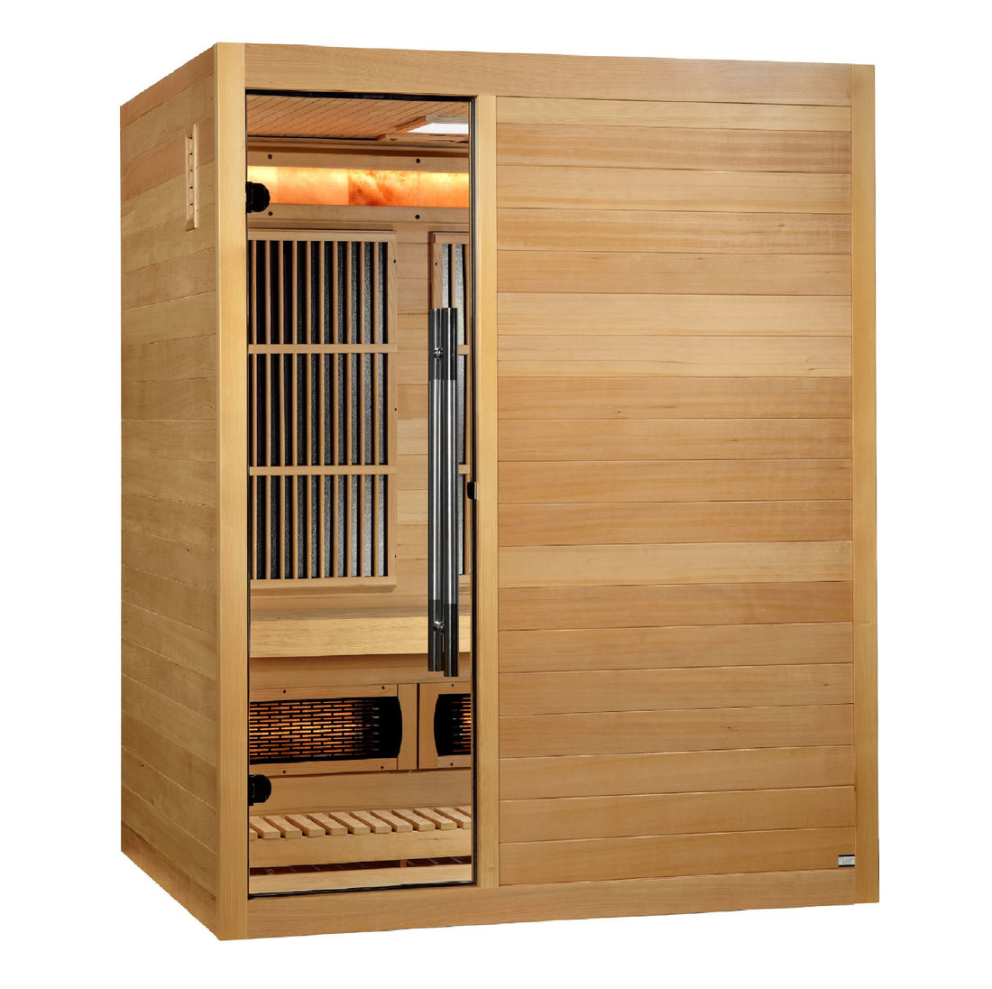 Golden Designs Soria 3 Person Hemlock wood Hybrid Sauna with tempered glass door. 