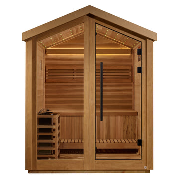 Golden Designs Savonlinna 3 Person Outdoor Traditional Sauna with bronze tempered glass door
