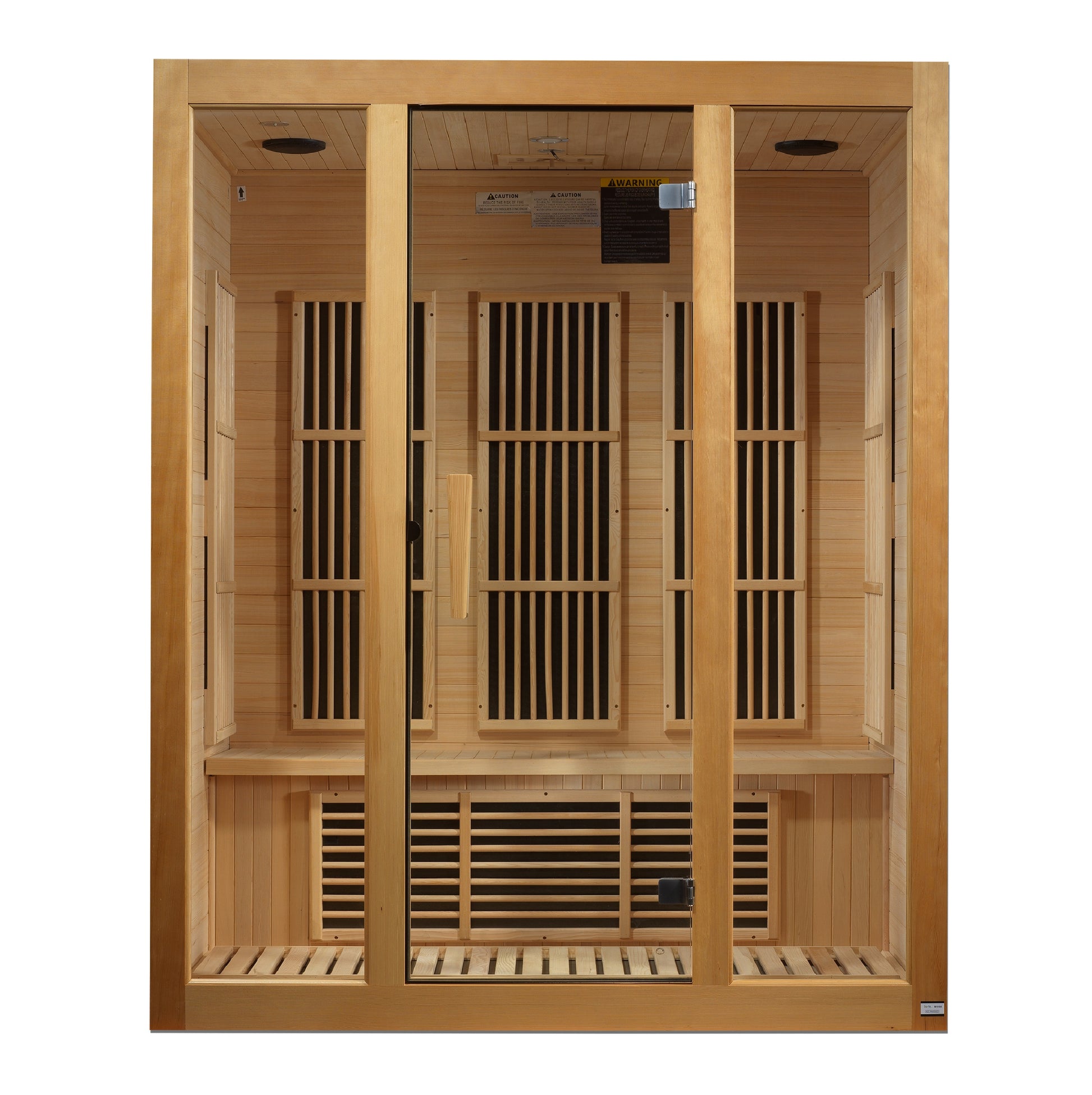 Maxxus Bellevue 3-person FAR Infrared Sauna with Hemlock wood, heating panels and tempered glass door. 