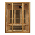 Maxxus Bellevue J306 3-Person Infrared Sauna with Hemlock wood and tempered glass door.