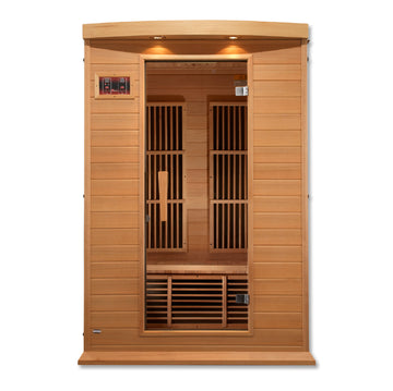 Maxxus Seattle 2-Person Low EMF Infrared Sauna, Hemlock wood with tempered glass door.
