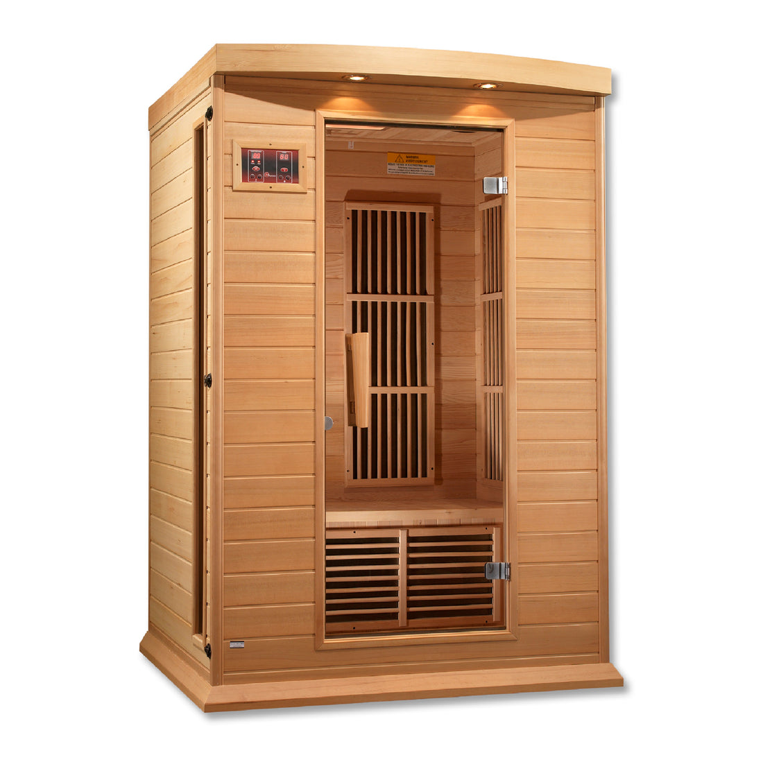 Maxxus Seattle 2-Person Low EMF Infrared Sauna, Hemlock wood with tempered glass door.
