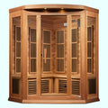 Maxxus K356 3-Person Corner Infrared Sauna with Red Cedar wood and tempered glass door. 