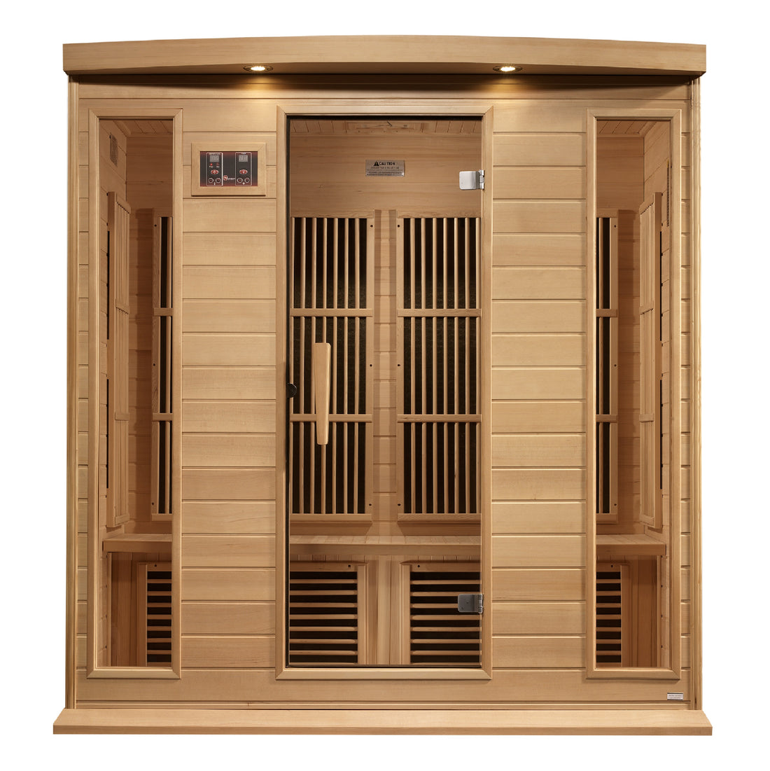 Maxxus K406 4-person Near Zero EMF Infrared Sauna Hemlock wood with tempered glass door. 