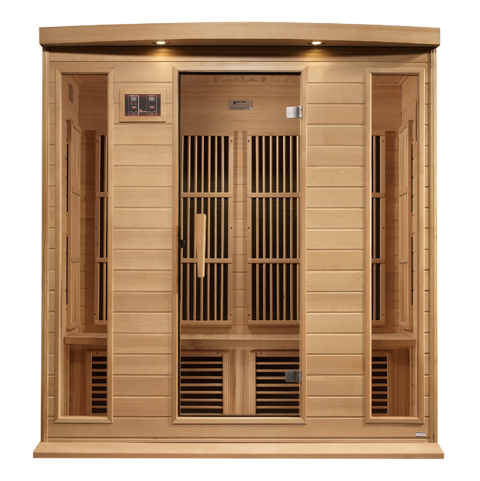 Maxxus K406 4-person Near Zero EMF Infrared Sauna Hemlock wood with tempered glass door. 