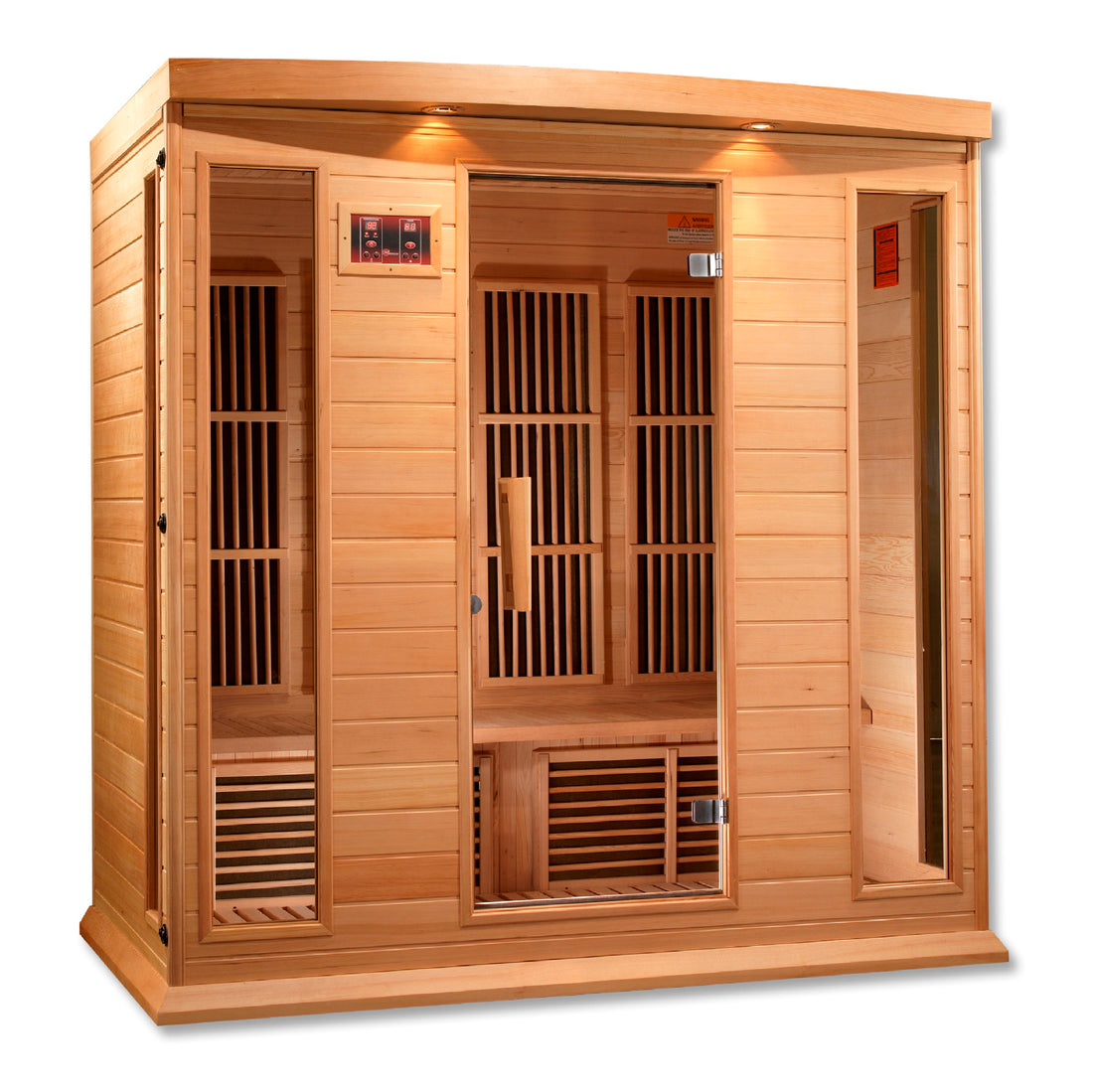 Maxxus K406 4-person FAR Infrared Sauna Low EMF, Hemlock wood with tempered glass.