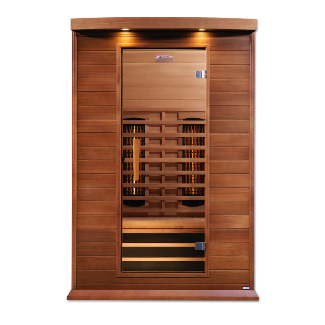 Maxxus 2-Person Infrared Sauna with Red Cedar and tempered glass door.