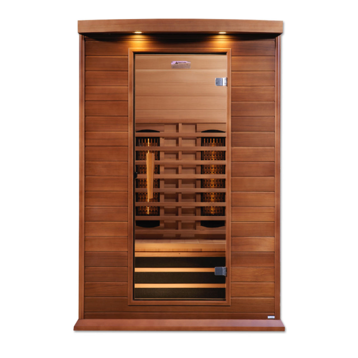 Maxxus 2-Person Infrared Sauna with Red Cedar and tempered glass door.