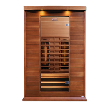 Maxxus 2-Person Infrared Sauna with Red Cedar and tempered glass door.
