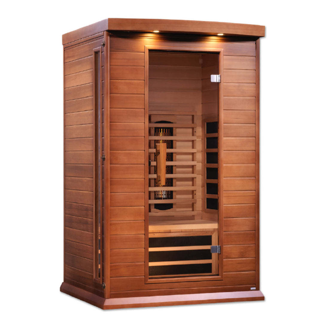 Maxxus 2-Person Infrared Sauna with Red Cedar and tempered glass door.
