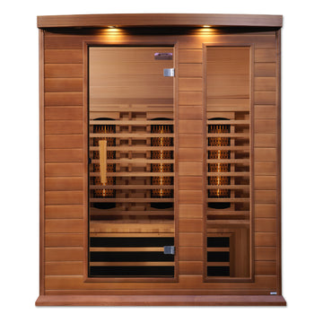 Maxxus M306 3-Person Full Spectrum Infrared Sauna with red cedar and tempered glass door.