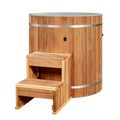 DCT Barrel - PVC with Premium Pacific Cedar Wood Exterior and stepping stool.