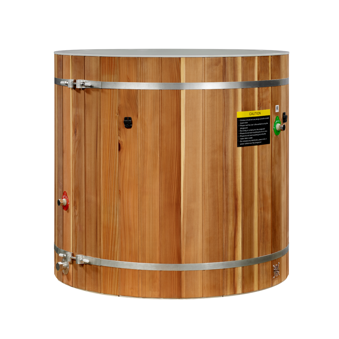 DCT Barrel - PVC with Premium Pacific Cedar Wood Exterior and stepping stool.