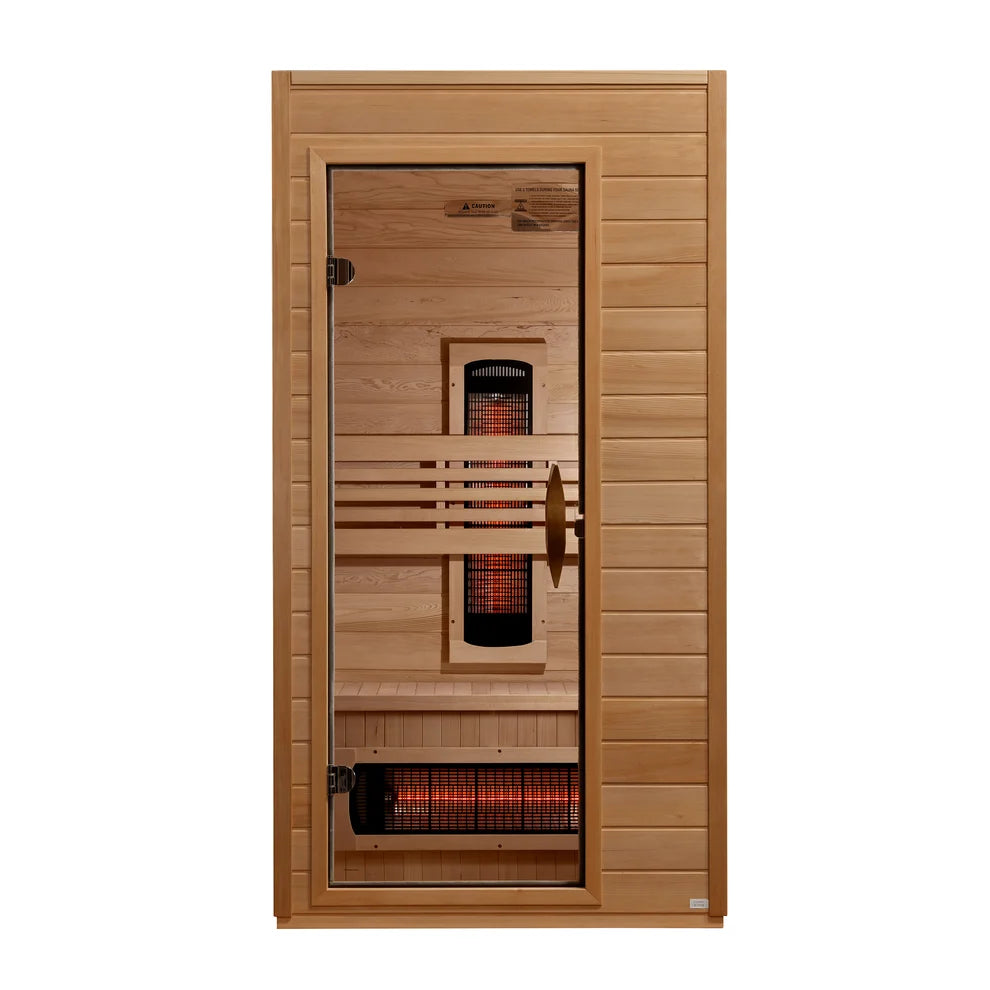 Dynamic Martin 1-2-Person Full Spectrum Sauna Hemlock wood with tempered glass. 