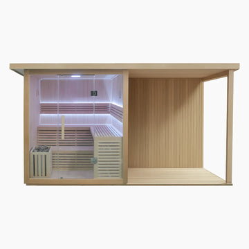 Revive 4 Person Traditional Sauna With Covered Deck Extension